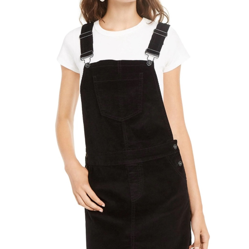 Vanilla Star Black Corduroy Overall Dress Y2K